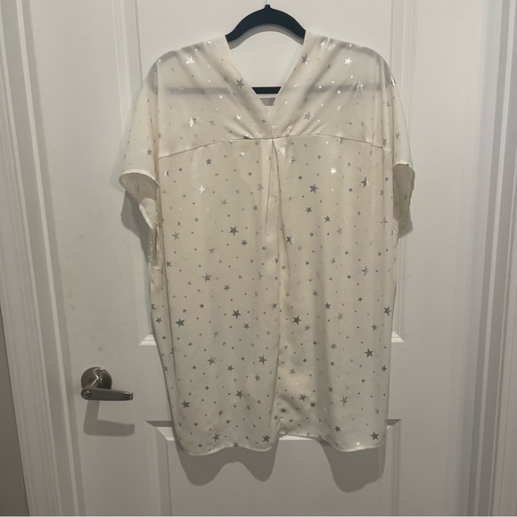 Boutique Adrienne cream silver star tunic top size large - Picture 5 of 6